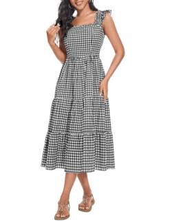 Wedtrend Freizeitkleid Damen Sommerkleid Damen Große Größen Damen Kleider Elegant WTF10005 BlackGrid 2XL von Wedtrend