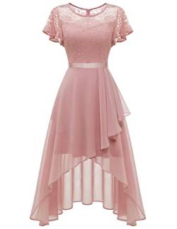 Wedtrend High Low Brautkleid Cocktailkleider Damen Elegant für Hochzeit Vokuhila Sommerkleid Eleganrt Abschlusskleid WT0303 Blush M von Wedtrend