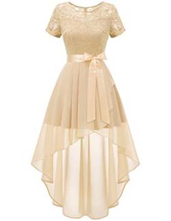 Wedtrend Kleid Ballkleid Kurz Spitzenkleid Kurz Abend Kleider A Linie Chiffonkleid Cocktailkleid WT0209 Champagne XL von Wedtrend