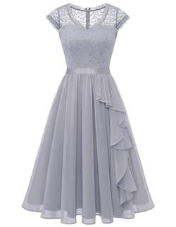 Wedtrend Kleid Knielang Elegant Abendkleider Elegant für Hochzeit Cocktailkleider WT0212 Grey XL von Wedtrend