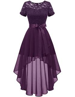 Wedtrend Kleid Sommer Damen Abendkleid Elegant Hochzeitskleider A Linie Spitzenkleid mit Chiffon WT0209 Grape L von Wedtrend