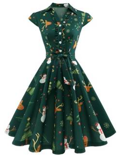 Wedtrend Kleid Weihnachten Damen Rockabilly Kleider Cocktailkleider Große Größen WTP10007 Armygreenchristmasdeer 2XL von Wedtrend