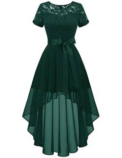 Wedtrend Sexy Kleid Damen Abend Maxikleid mit Spitze Spitzenkleid Damen Elegant Knielang Kurz Damen Kleid Elegant WT0209 DarkGreen S von Wedtrend