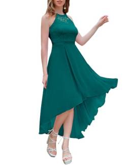 Wedtrend Sommerkleid Elegant Cocktailkleid Neckholder Kleider Brautmode Kurz Brautkleid Prinzessin Knielang Abschlusskleid WT0204 PeacockGreen S von Wedtrend