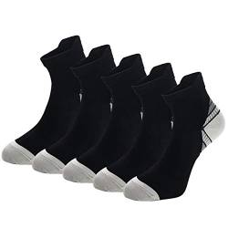 5 Paar Kompressionssocken Sportsocken Laufsocken für Herren & Damen Münner Leichtgewicht Kompressionsstrümpfe Funktionssocken Sneaker Socken (as3, Alpha, l, Regular, Regular, Grau) von Weekend Peninsula