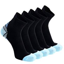 5 Paar Kompressionssocken Sportsocken Laufsocken für Herren & Damen Münner Leichtgewicht Kompressionsstrümpfe Funktionssocken Sneaker Socken (as3, Alpha, m, Regular, Regular, Blau) von Weekend Peninsula