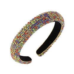 Prickelnde Padded Strass-Stirnband voller Kristallstirnband Schwarz/Weiß Damen Stirnband 2.5cm Regenbogen von Weeksu