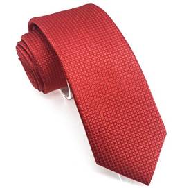 Wehug Herren Klassische karierte Krawatte Seide gewebte Krawatte Jacquard Krawatte für Herren, rot von Wehug
