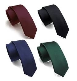 Wehug Herren-Krawatte, klassisch, einfarbig, schmal, 6 cm, 4 Stück, EU-Lot4-tie001, One size von Wehug