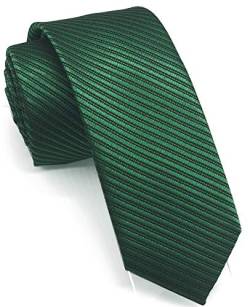 Wehug Herren-Krawatte, klassisch, einfarbig, schmal, 6 cm, Grün gestreift von Wehug