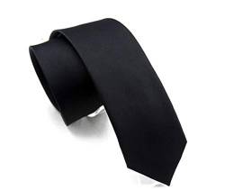 Wehug Herren-Krawatte, klassisch, einfarbig, schmal, 6 cm, Schwarz von Wehug