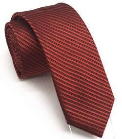 Wehug Herren-Krawatte, klassisch, einfarbig, schmal, 6 cm, dunkelrot, 3.1 inch von Wehug