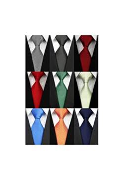 wehug Klassische Herren-Krawatten, 100 % Seide, gewebt, Jacquard, Krawatten, solide Krawatten für Herren, 9 Stück, EU-Lot9-tie001, 3.1 inch von Wehug