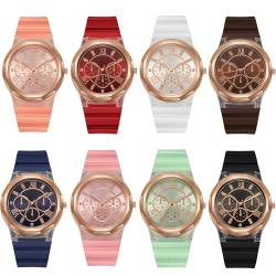 Weicam 8-teiliges Armbanduhren-Set für Damen und Herren, römische Ziffern, analoge Quarz-Armbanduhren, lässig, buntes Silikonband, verschiedene Uhren, Mehrfarbig von Weicam