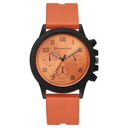 Weicam Unisex-Armbanduhr mit einfachem Silikonband, analog, Quarz, Sportuhr, Orange/Abendrot im Zickzackmuster (Sunset Chevron) von Weicam