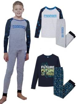 2er Pack Kinder Junge & Mädchen Pyjama 2-14 Jahre Schlafanzug weicher Hausanzug 4-teiliges Pyjamaset aus Warmer Baumwolle Winterset (DE/NL/SE/PL, Alter, 8 Jahre, 10 Jahre, Regular, P00-1) von Weichers