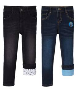 2er Pack Kinder Thermohosen Jeanshose Jeans Mädchen Jungen Hose warm gefüttert Winterhose kuschelig 92-158 (as3, Numeric, Numeric_104, Regular, Blau-Schwarz, 104, Gerade) von Weichers