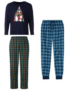 2er Pack Nightwear Herren Schlafanzug kurz Pyjama kurz Herren Shorty Schlafanzug aus 100% Baumwolle T-Shirt Schlafanzug Nachthemd Gr. M L XL (M/L, V-Blau) von Weichers