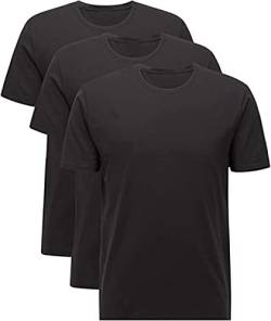 Herren Bio Baumwolle 3er Pack T-Shirt Baumwolle Unterhemd Sommer Shirt luftig Basic M-XL (L,Black) von Weichers