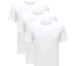 Herren T-Shirt 3er-Pack Reine Baumwolle Kurzarm Rundhals und V-Ausschnitt Sommer Männer Tee Unterhemd (XL/7, 3er-Pack-O-Neck-Weiß) von Weichers