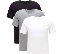 Herren T-Shirt 3er-Pack Reine Baumwolle Kurzarm Rundhals und V-Ausschnitt Sommer Männer Tee Unterhemd (XXL/8, 3er-Pack-O-Neck-Grau) von Weichers