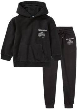 Kinder Trainingsanzug, weich und warm, Gr.98 - Gr.164 Hausanzug für Mädchen und Jungen, Geschenke für Kinder, 2-Teiliges Set aus Hoodie und Hose (Schwarz, 110/116) von Weichers