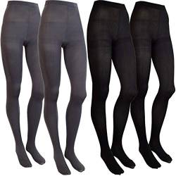 Weichers Vorteilspack 4er Pack Damen Strumpfhose Demen Leggings blickdichte Strumpfhose Strumpfhose mit muster 80 Den 60 Den 40 Den (38-40, Schwarz 80 Den/Grau 80 Den) von Weichers