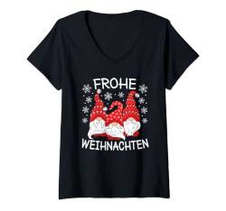 Damen Frohe Weihnachten Lustige Weihnachtswichtel Wichtel Xmas T-Shirt mit V-Ausschnitt von Weihnachten Familie Bekleidung Damen Herren Kinder