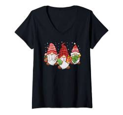 Damen Frohe Weihnachten Wichtel Christmas Gnome Xmas T-Shirt mit V-Ausschnitt von Weihnachten Familie Bekleidung Damen Herren Kinder