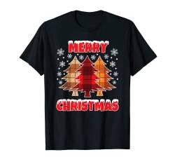 Merry Christmas Karomuster Weihnachtsbaum Xmas Weihnachten T-Shirt von Weihnachten Familie Bekleidung Damen Herren Kinder