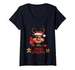 Damen Weihnachts Shirt Feiertage Geschenk Geschenkidee Nikolaus T-Shirt mit V-Ausschnitt von Weihnachts Feiertage Geschenk Geschenkidee Santa