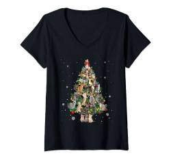 Damen Cat Katze Weihnachten Katzen Baum Lichter Lustiges Geschenk T-Shirt mit V-Ausschnitt von Weihnachts-Shirts T-Shirts von MK
