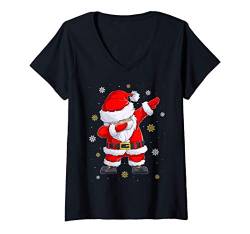 Damen Funny Dabbing Santa Christmas - Lustige Weihnachten Dab Tanz T-Shirt mit V-Ausschnitt von Weihnachts-Shirts T-Shirts von MK