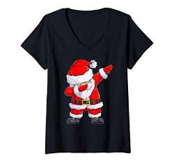 Damen Tanzender Santa Claus - Dabbing Weihnachtsmann Weihnachten T-Shirt mit V-Ausschnitt von Weihnachts-Shirts T-Shirts von MK