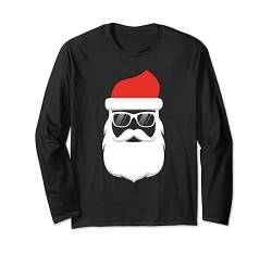 Weihnachtsmann Mütze Sonnenbrille Bart Santa Geschenkidee Langarmshirt von Weihnachts-Shirts T-Shirts von MK