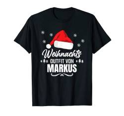 Herren Personalisiertes Weihnachts-Outfit von Markus T-Shirt von Weihnachtsshirt Weihnachtsmütze Vorname Namen