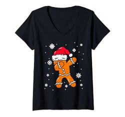Dabbing Lebkuchen Mann Weihnachten Backen Jungen Mädchen T-Shirt mit V-Ausschnitt von Weihnachtszeit Geschenk-Shop
