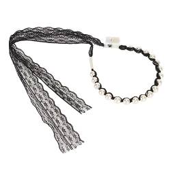 Leuchtender Haarreifen aus Spitze, Flexibler Künstlicher Perlen-Spitzen-Haar-Stirnband mit Warmem Licht und Gebogenem Design für die Hochzeit für Mädchen von Weikeya