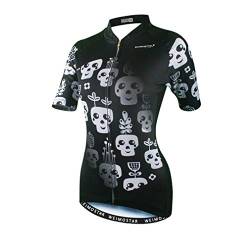 Damen Radtrikot 2020 Fahrradbekleidung Tops Kurzarm MTB Sport Wear Gr. Large, Totenkopf schwarz von WeimoMonkey