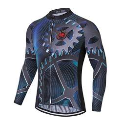 MTB Jersey Herren Radtrikot Langarm Fahrrad Jersey Reißverschluss Mountain Road Bekleidung Fahrrad Top Shirts Pro Team Sport Radtrikot für Männer Frühling Herbst Schwarz Größe XXL von WeimoMonkey