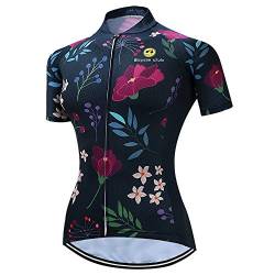 Mountainbike Jersey Damen Fahrradtrikot Biking Shirt Jacke Tops, Bequem Quick Dry, Farbe Blume, Groß von Weimostar