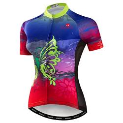Mountainbike-Jersey-Shirts der Radfahren Jersey-Frauen Kurze Hülse Straße Fahrrad-Kleidung Pro-Team MTB übersteigt Sommer-Kleidung Blau Rot Größe M von Weimostar