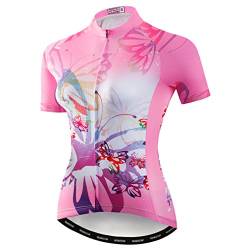 Mountainbike-Jersey-Shirts der Radfahren Jersey-Frauen Kurze Hülse Straße Fahrrad-Kleidung Pro-Team MTB übersteigt Sommer-Kleidung Blumen rosa Größe XXL von Weimostar