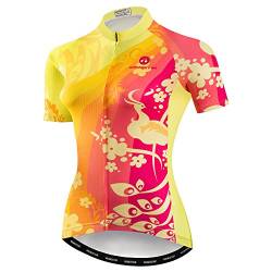 Mountainbike-Jersey-Shirts der Radfahren Jersey-Frauen Kurze Hülse Straße Fahrrad-Kleidung Pro-Team MTB übersteigt Sommer-Kleidung rot Gelb Größe XL von Weimostar