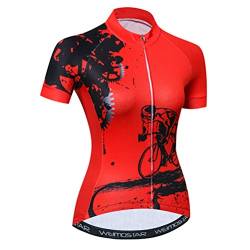 Radfahren Jersey Frauen Mountainbike Jersey Shirts Kurzarm Rennrad Kleidung aus Tür Sport MTB Kleidung Sommer tragen Schwarz Rot Größe L von Weimostar