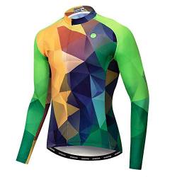 Radfahren Jersey Lange Männer Fahrrad Trikot Reißverschluss Mountain Road Fahrrad Top MTB Shirts Langarm Herbst Frühling Reiten Rennrad Jacken Kleidung für Männer Orange Grün XXL von Weimostar