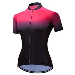 Radtrikot Damen-Mountainbike-Jersey-Zip-Shirts Kurzarm Rennrad-Oberteile Pro-Team-Rennsport-MTB-Oberteile für Damen Damen Sommer Schwarz Rot Größe XXXL von Weimostar