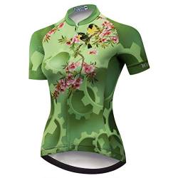 Radtrikot Damen Radtrikot Reißverschluss Shirts Kurzarm MTB Tops Rennrad Bekleidung Sommer Rennrad Bluse für Damen Damen Schnelltrocknend Gelb Grün Größe L von Weimostar