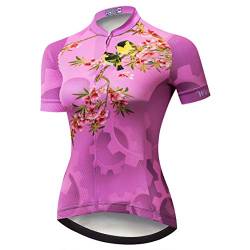 Radtrikot Damen Radtrikot Reißverschluss Shirts Kurzarm MTB Tops Rennrad Bekleidung Sommer Rennrad Bluse für Damen Damen Schnelltrocknend Gelb Rosa Größe M von Weimostar