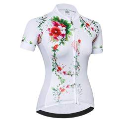 Radtrikot Damen Radtrikot Zip Shirts Kurzarm MTB Tops Rennrad Bekleidung Sommer Rennrad Bluse für Damen Damen Schnelltrocknend Weiß Grün Größe L von Weimostar